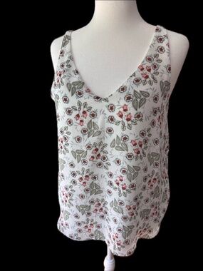 LOFT Floral V-Neck Tank Blouse, Sheer Lightweight Spring Top